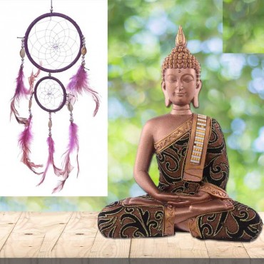 Bouddha + Attrape rêve violet